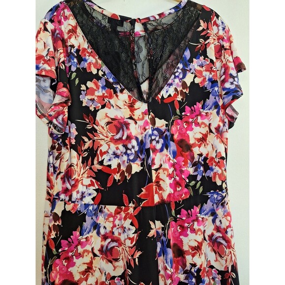 TORRID Floral Midi Skater Dress Plus Sz 2x Studio Knit Lace Whimsigoth Mature - Picture 13 of 15